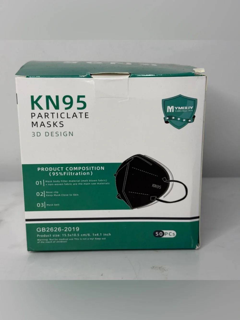 50 PCS Protective KN95 Black Face Masks